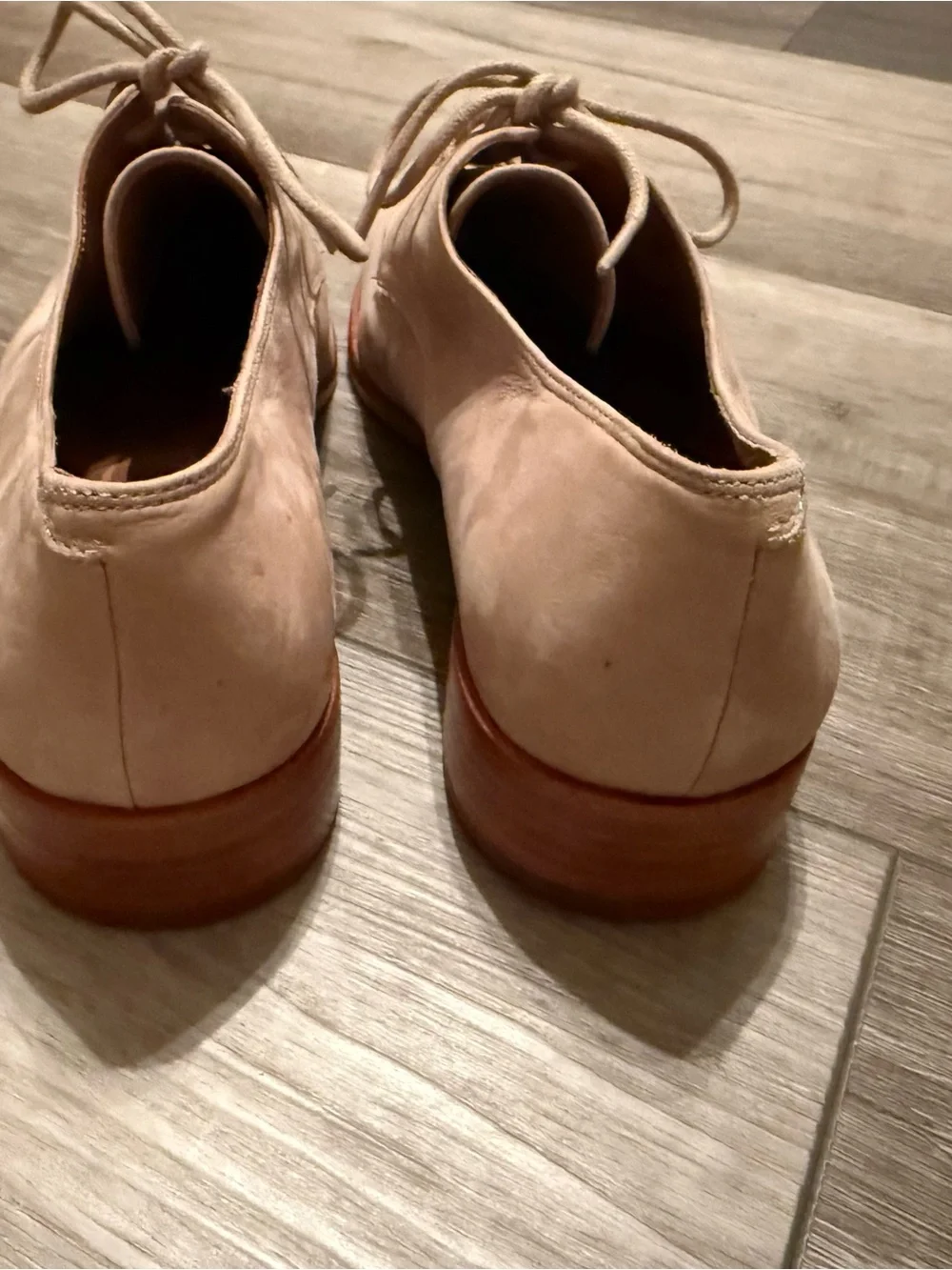 Women's Suede Lace-Up Flats in Light Beige - Frye Erica Oxfords Suede
